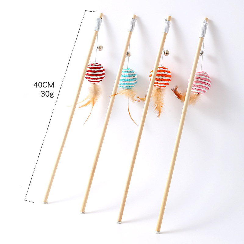 Cat Teasing Stick Factory - Modern Wooden Feathers Bells
