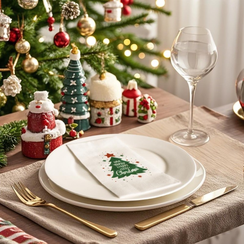 Hand Towels Factory - Free Samples 3043cm Christmas Ornament Printed Napkins Disposable Fancy Guest Hand Towels