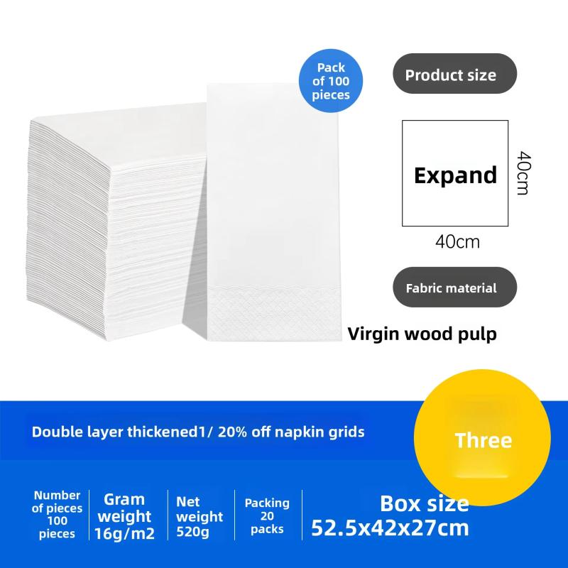 Paper Napkins Supplier - Eco-Friendly 40x40cm Disposable Paper Napkins Biodegradable Custom Printed for Hotel