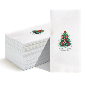 Hand Towels Supplier - Christmas Tree Design Disposable Hand Towels 3043cm Colorful Printed Napkins