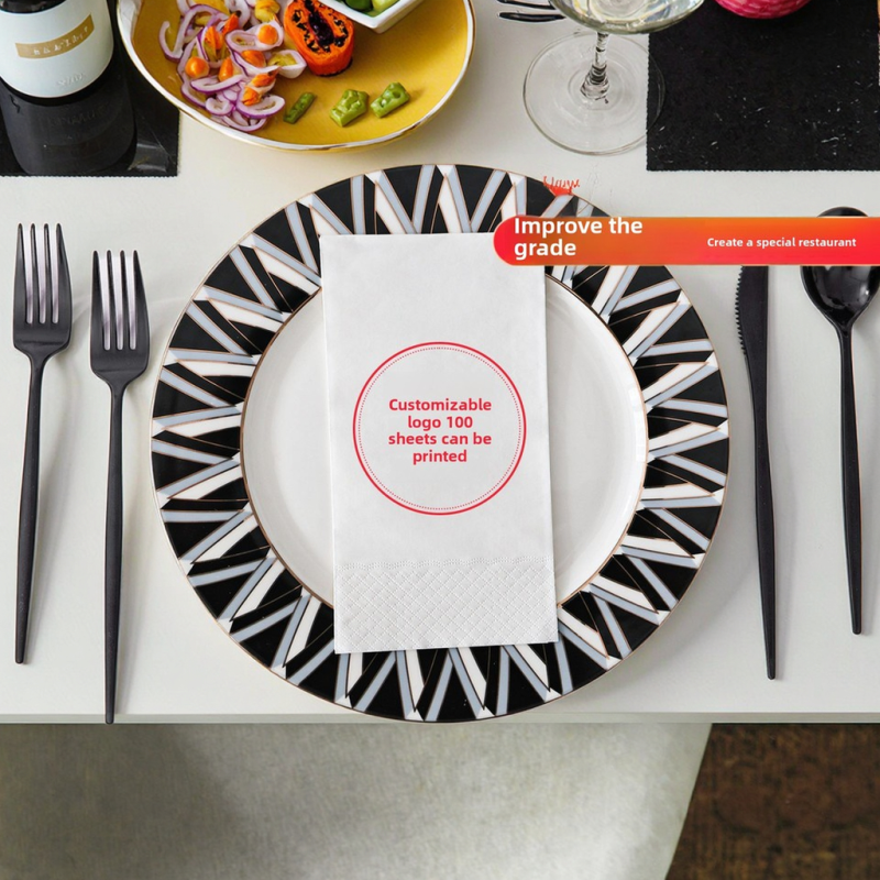 Paper Napkins Supplier - Customizable 40x40cm Square Disposable Tissue Paper Napkin for Hotels Restaurants Logo