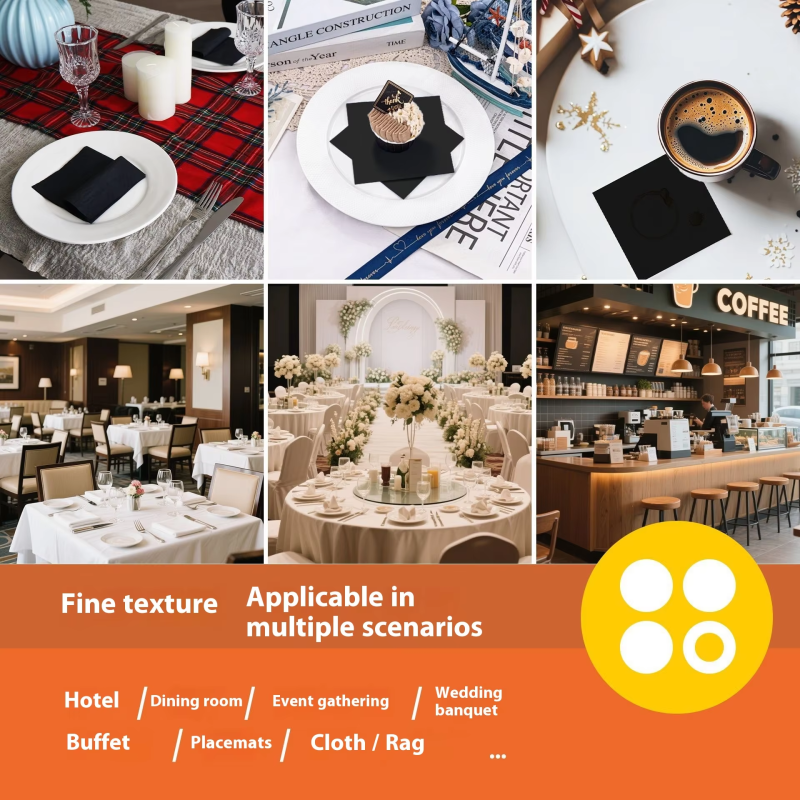 Cocktail Napkins Manufacturer - 2-Ply Black Disposable Cocktail Napkins 9.8"  9.8" Bulk Pack of 100