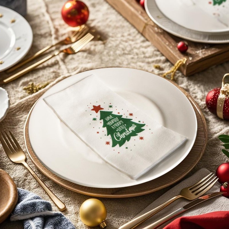 Hand Towels Factory - Free Samples 3043cm Christmas Ornament Printed Napkins Disposable Fancy Guest Hand Towels