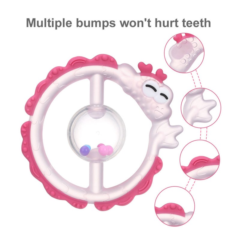 Baby Teether Manufacturer - Custom Cartoon Silicone Rodent Teeth Chew Toy BPA-Free Food Grade Dragon Rattles Soft