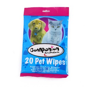 Pet Cleaning Wipes Supplier - 20 Pcs Travel Biodegradable Dog