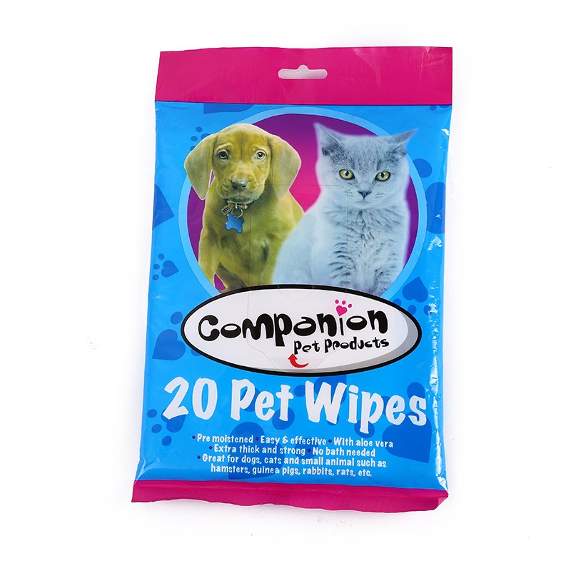 Pet Cleaning Wipes Supplier - 20 Pcs Travel Biodegradable Dog