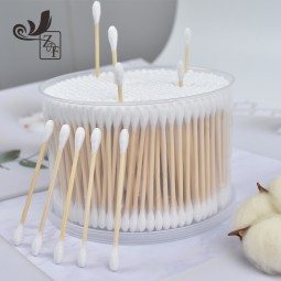 Cotton Buds Factory - Eco Friendly Customized Box Packaging Ear Pointed Wooden Bamboo Stick Swab Baby Care Qtips