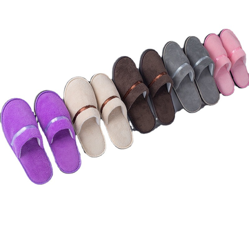 Hotel Slippers Factory - Autumn Winter Coral Fleece Waffle Non-Slip Hospitality Hotel Slippers Disposable Open Toe