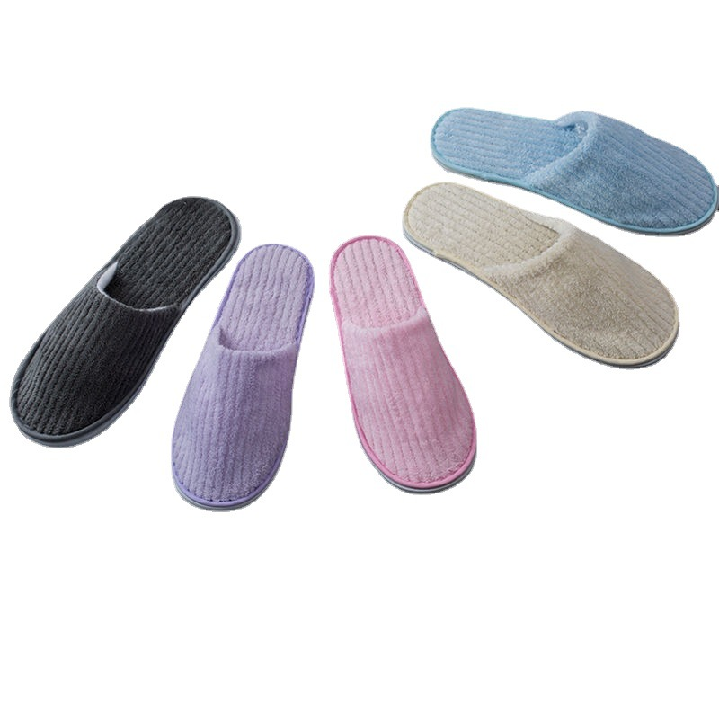 Hotel Slippers Factory - Autumn Winter Coral Fleece Waffle Non-Slip Hospitality Hotel Slippers Disposable Open Toe