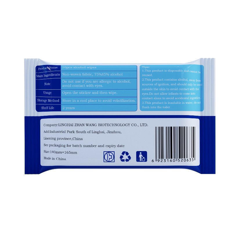 Alcohol Wipes Manufacturer - RTS 10 Bags 75% Disinfectant