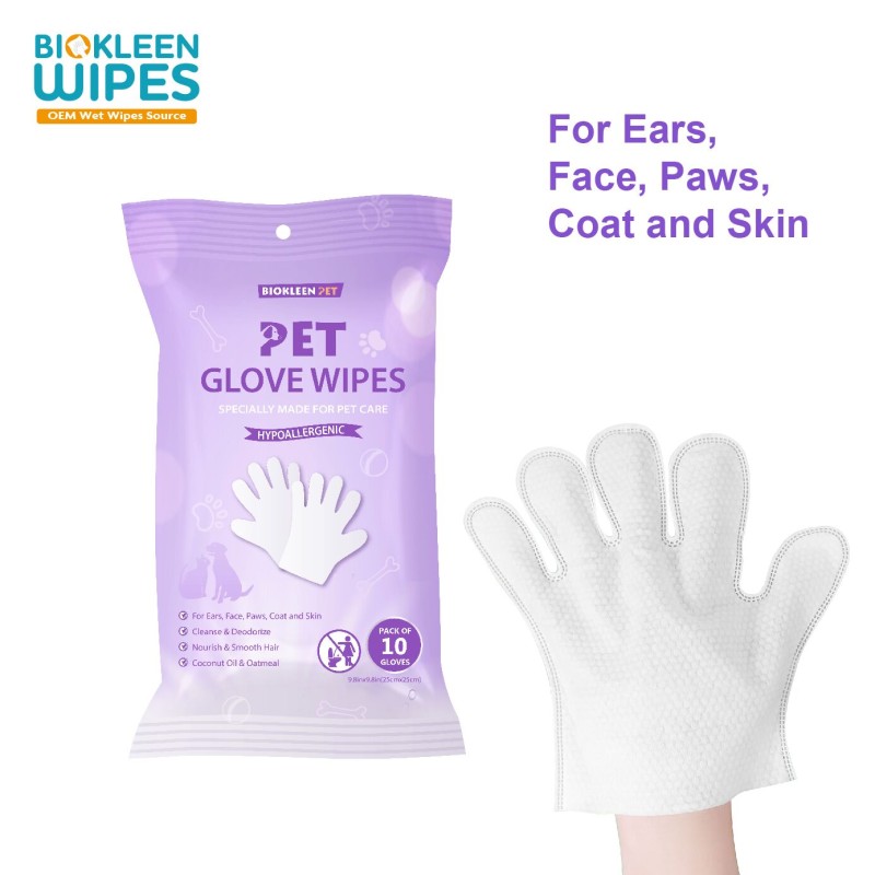 Grooming Wipes Supplier - Biokleen Hypoallergenic Deodorizing No-Rinse Grooming Wipes Moisturizing Pet Cleaning Glove
