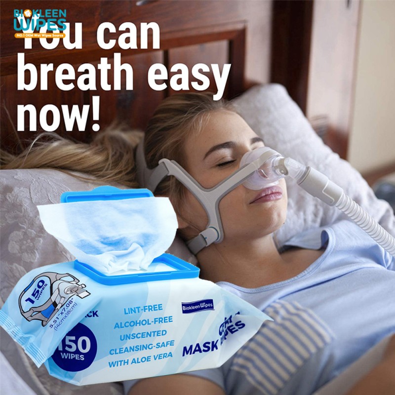 Jumbo Pack Mask Wipes Manufacturer - Biokleen OEM Free Sample 150 Count Jumbo Pack Mask Wipes for CPAP Machine for