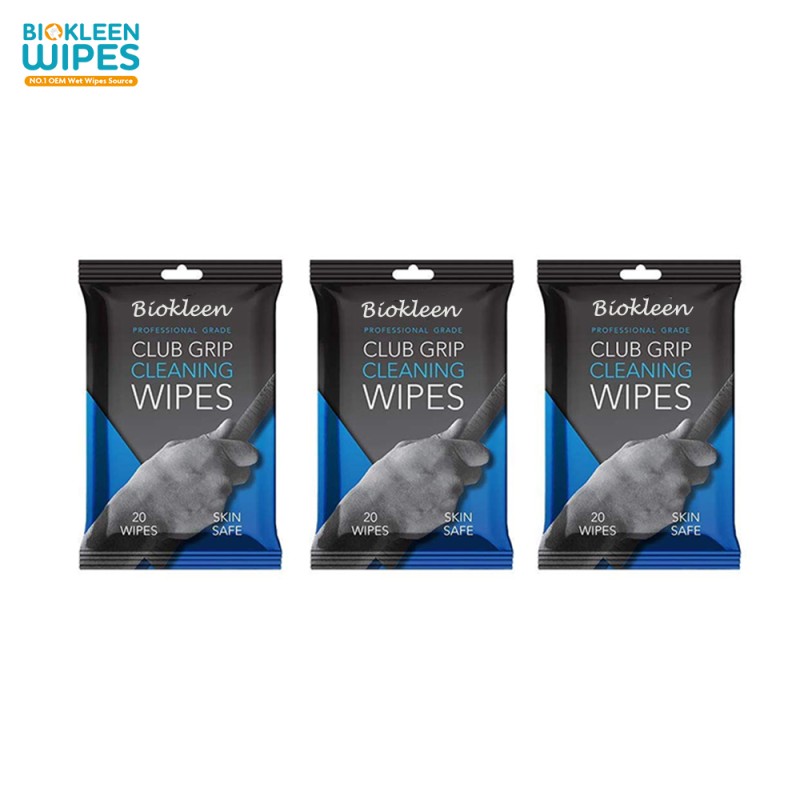 Golf Wipes Supplier - Biokleen OEM 20 Count Powerful Cleaner Removes Grime Dirt Sweat Unscented Golf Club Grip