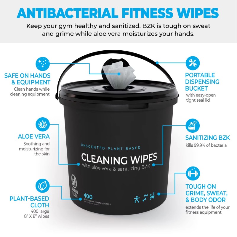 Plant Based Wipes Manufacturer - Biokleen OEM Manufacturer 400ct Plant Based Fitness Wipes Gym Antibacterial Equipment