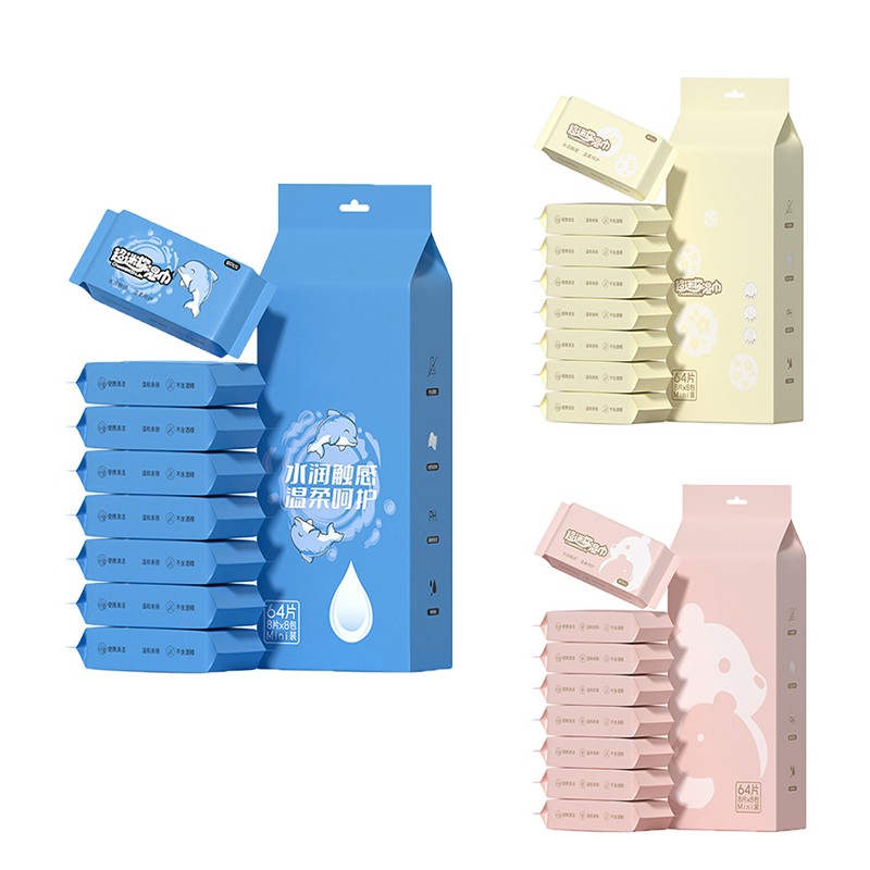 Travel Wipes Supplier - Biokleen Custom Free Sample 64ct Travel Wet Tissues Mini Sanitary Skin Care Wet Wipes