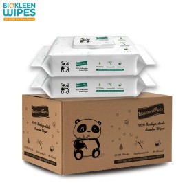 Baby Tissue Wipes Factory - Biokleen OEM 60pcs Eco-friendly 100% Bamboo Biodegradable Organic Natural Water Hypoallergenic