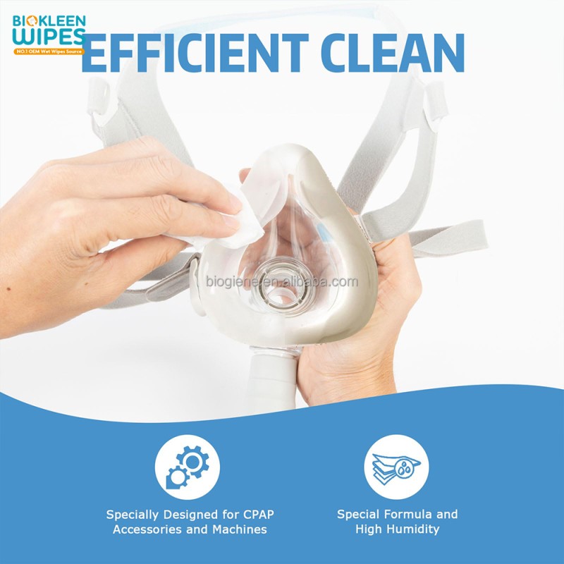 Skin Safe Wipes Supplier - Biokleen OEM Free Sample 70ct EPA-Registered Alcohol-free Unscented Skin Safe CPAP Cleaning