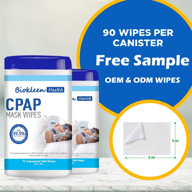 Canister Wipes Supplier - Biokleen Custom Wholesale High Quality 70 Count Canisters Unscented Lint-Free CPAP Mask