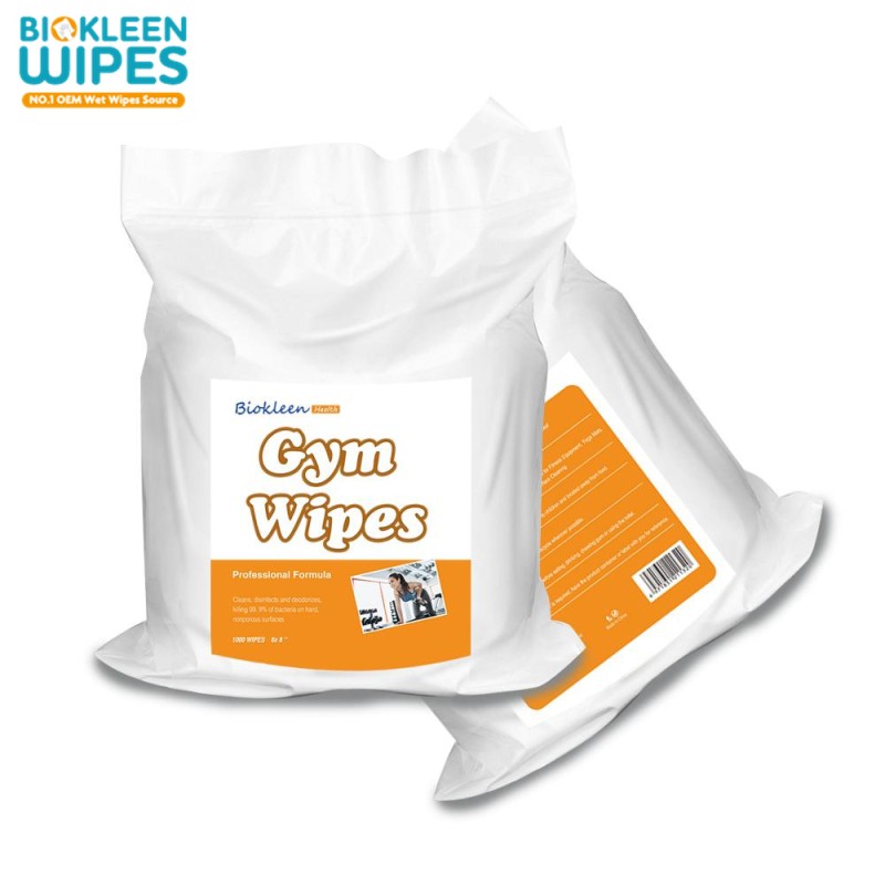 Gym Cleaning Wipes Supplier - Biokleen Hot Selling 800 1200 Count Custom Floor Stainless Steel Nonwoven Spunlace Gym