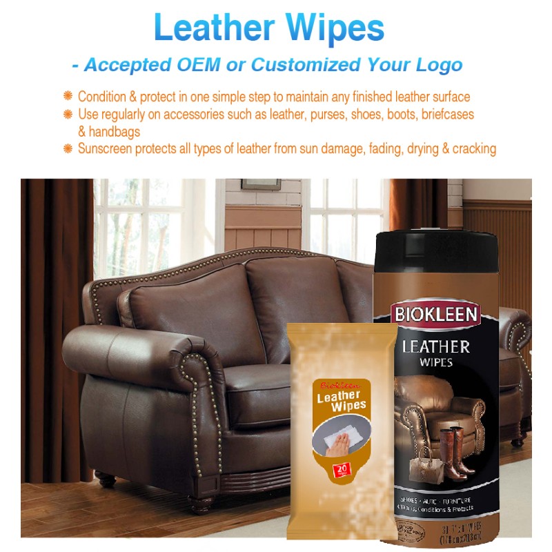 Leather Cleaning Wipes Manufacturer - Biokleen OEM 20ct Leather Cleaning Wipes for Leather Car Seats Car Wipes for