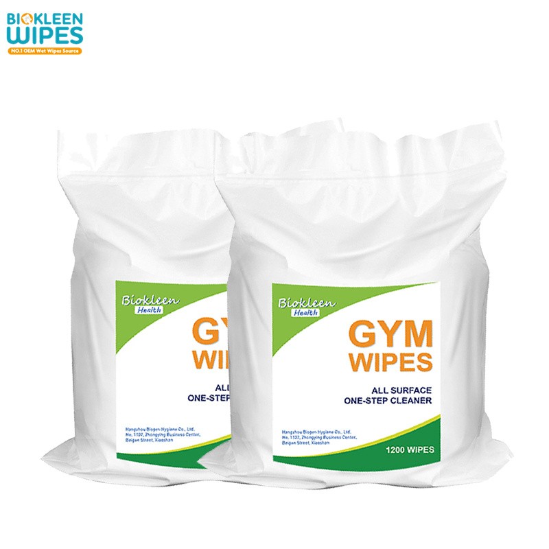 Wet Wipes Factory - Biokleen Custom Natural Heavy Duty Wet Wipes Hand Gym Fitness Cleansing Wipes Floor Standing Gym