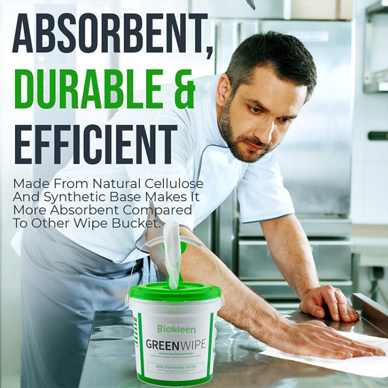 Industrial Wipes Manufacturer - Biokleen Best Selling Healthcare Strong Industrial Dry Wipes with No-Splash Bucket