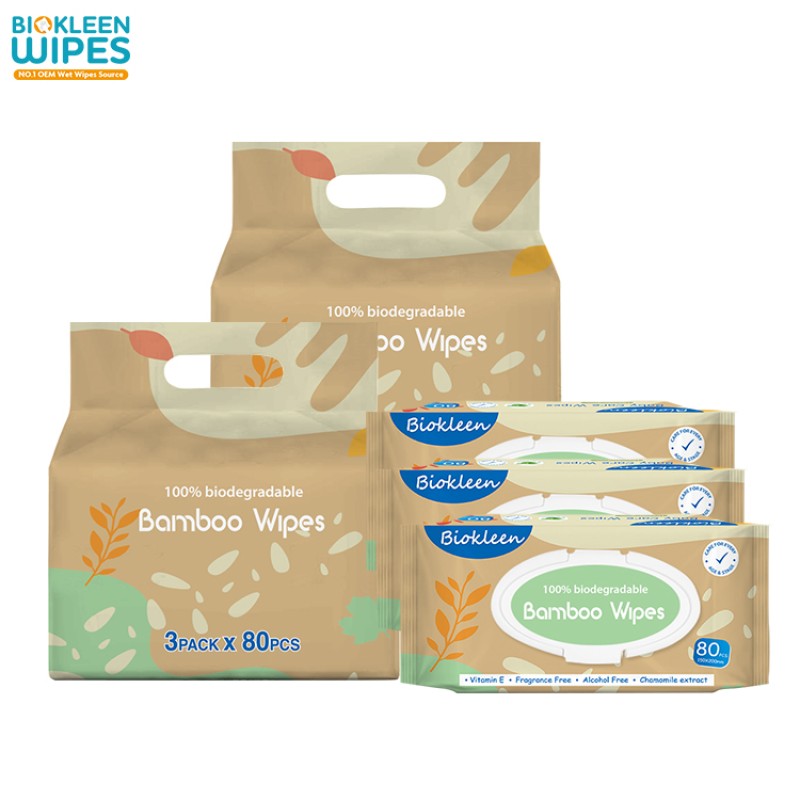 Organic Wipes Supplier - Biokleen Factory Disposable Peal Pattern Kids Mouth Hand Sensitive Baby Wet Wipes Biodegradable