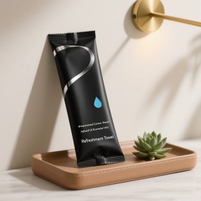 Airline Towel Factory - Biokleen 8" X 8" Inch Moist Cotton Towel Individually Wrapped Airline White Lavender Scented