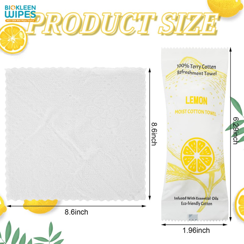 Moist Towelette Manufacturer - Biokleen 200 Pieces Moist Towelette Individually Wrapped Terry Cotton Refreshment Towels