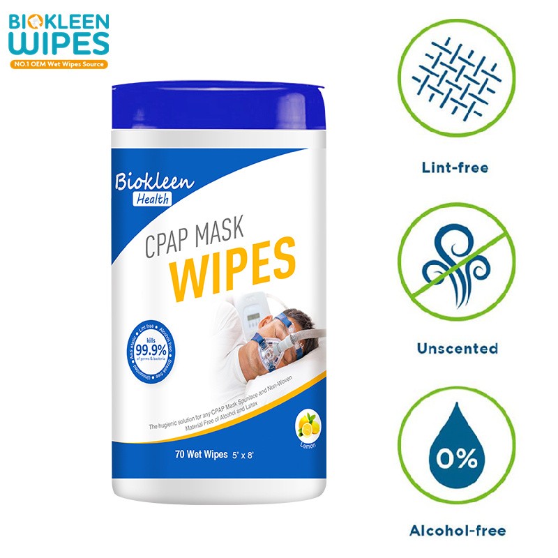 Natural Ingredients Wipes Factory - Biokleen 70ct Professional Natural Ingredients 70ct Lint Free CPAP Cleaning Wipes