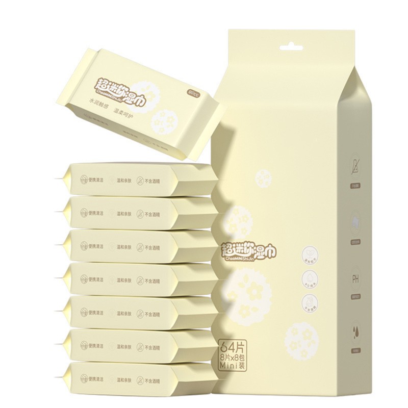 Travel Wipes Supplier - Biokleen Custom Free Sample 64ct Travel Wet Tissues Mini Sanitary Skin Care Wet Wipes