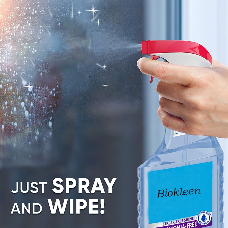 Glass Cleaner Supplier - Biokleen Custom 32 Fl oz Bottle Glass Cleaner Spray All-Purpose Cleaner Spray
