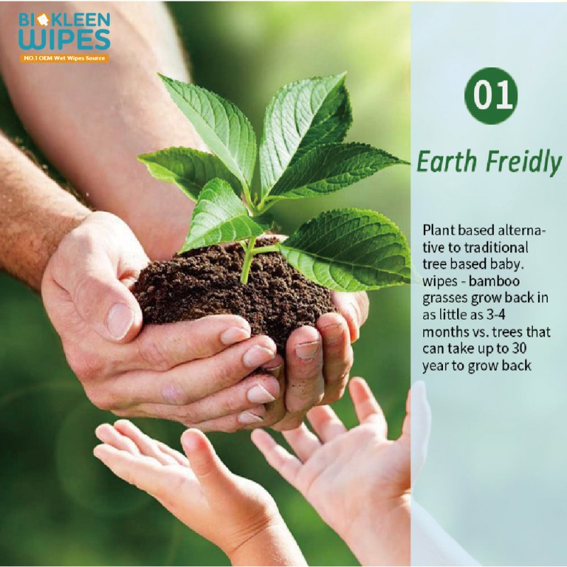 Compostable Wipes Supplier - Biokleen Custom logo 60 Free Sample 100% Compostable Biodegradable Wet Wipes Disposable Bamboo