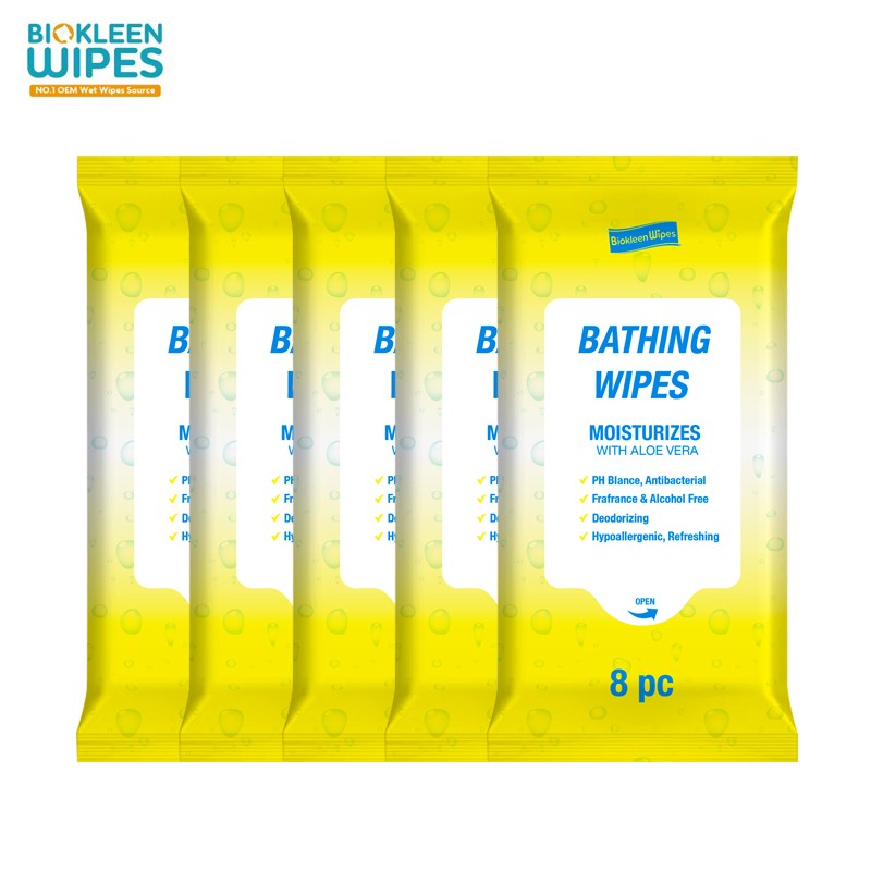 Sponge Wipes Supplier - Biokleen OEM Disposable No Rinse Sponge Hospital Patient Bed Bath Adult Cleansing Wipes Bathing