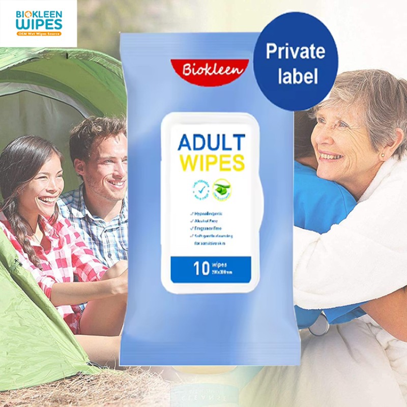 Adult Body Wipes Supplier - Biokleen Free Sample Large Sheet Adult Body Wet Wipes Adult Wipes with Aloe for Adult