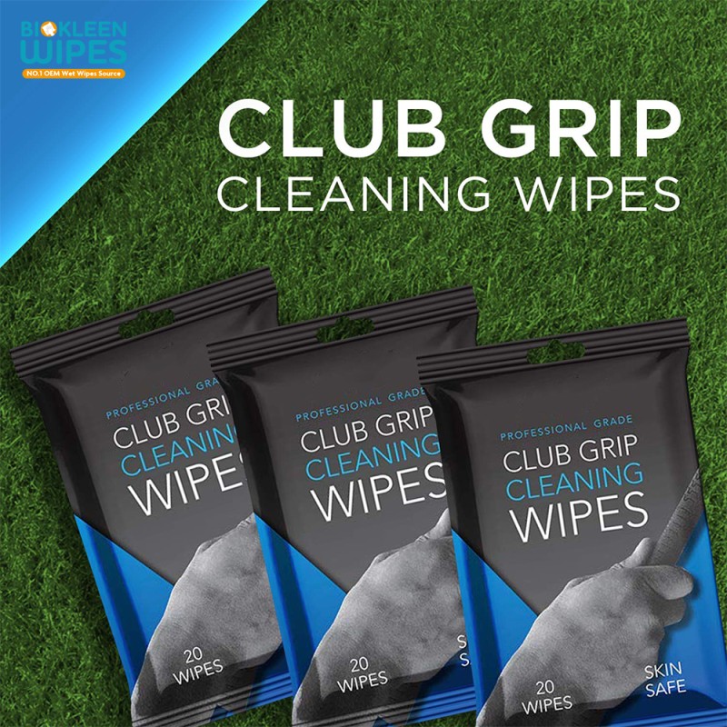 Golf Wipes Supplier - Biokleen OEM 20 Count Powerful Cleaner Removes Grime Dirt Sweat Unscented Golf Club Grip
