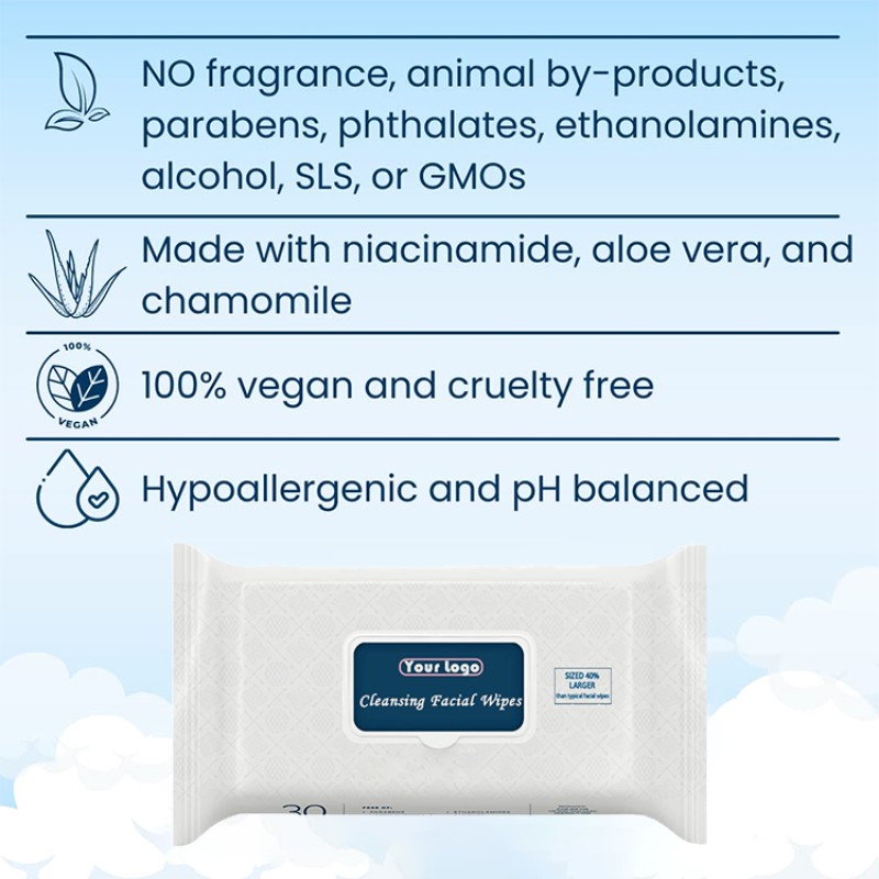 Cotton Tissue Factory - Biokleen 30ct Cotton Tissue for Face Facial Wipes Makeup Remover Cleansing Moisturizing Facial