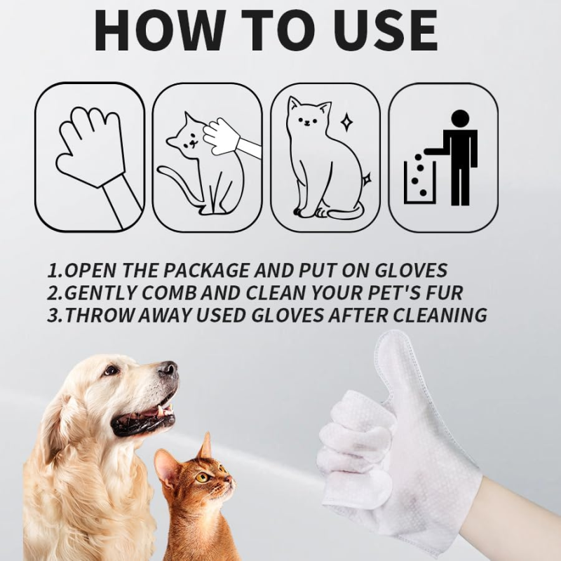 Grooming Wipes Supplier - Biokleen Hypoallergenic Deodorizing No-Rinse Grooming Wipes Moisturizing Pet Cleaning Glove