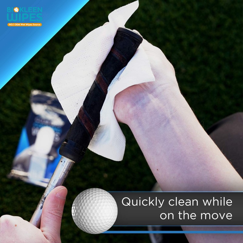 Golf Wipes Supplier - Biokleen OEM 20 Count Powerful Cleaner Removes Grime Dirt Sweat Unscented Golf Club Grip