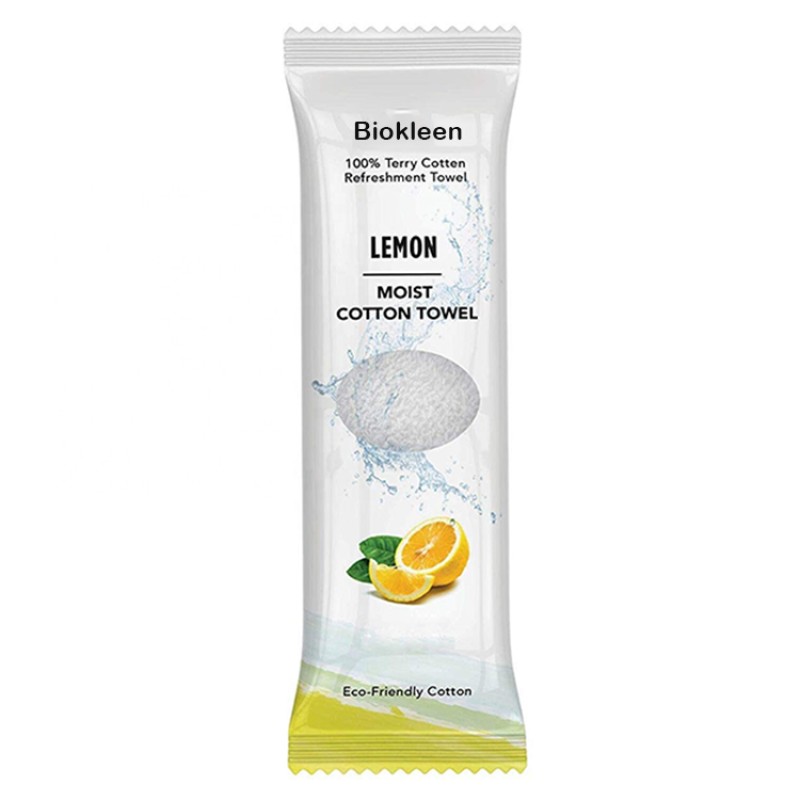 Refreshment Towels Factory - Biokleen 8 X 8 Inches Moist Terry Cotton Refreshment Towels White Mildly Lemon & Lavender