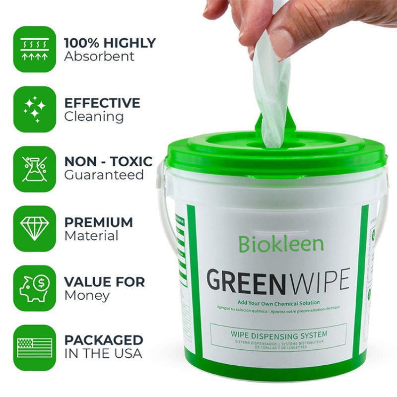 Industrial Wipes Manufacturer - Biokleen Best Selling Healthcare Strong Industrial Dry Wipes with No-Splash Bucket