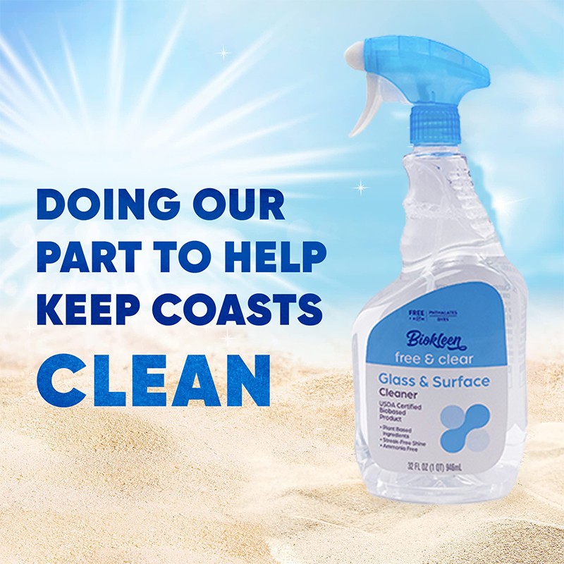 Glass Cleaner Supplier - Biokleen Custom 32 Fl oz Bottle Glass Cleaner Spray All-Purpose Cleaner Spray