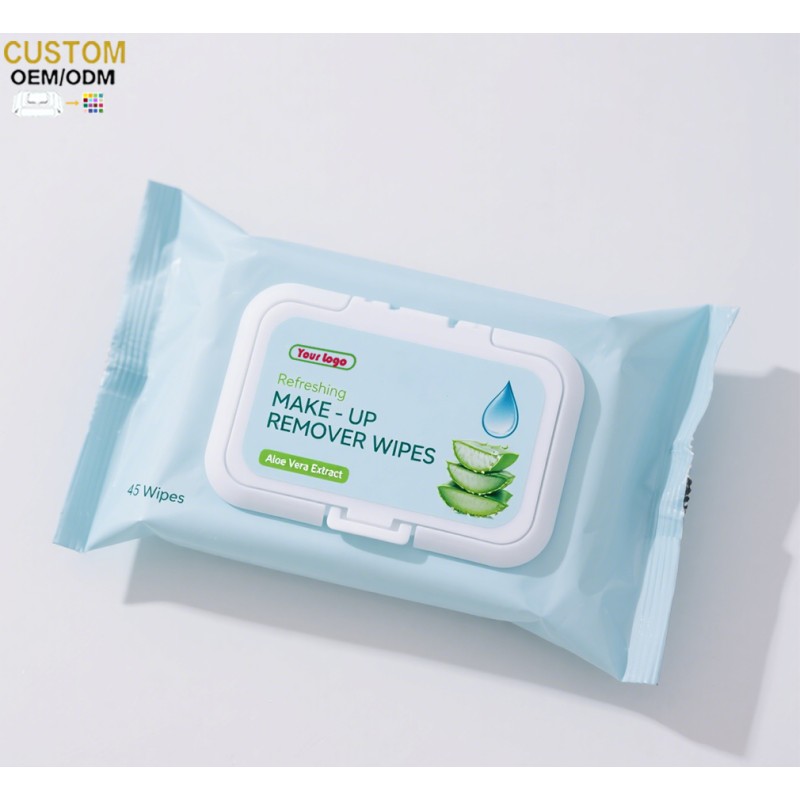 Facial Cleansing Wipes Manufacturer - Biokleen OEM 45Pcs Private Label Aloe Vitamin E Face Cleansing Wipes Gentle Facial