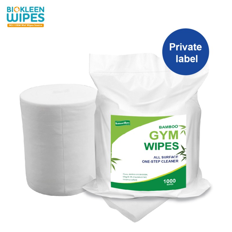 Gym Wipes Factory - Biokleen Custom Big 800 Sheets/roll Gym Wipes Roll Resealable Biodegradable Disinfecting Wipes