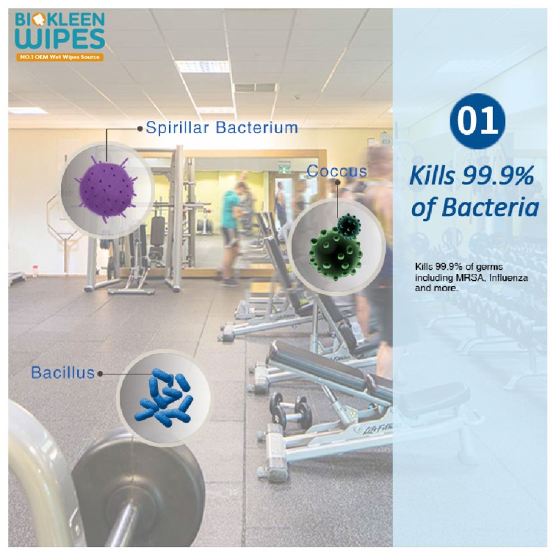 Gym Wipes Factory - Biokleen Custom Big 800 Sheets/roll Gym Wipes Roll Resealable Biodegradable Disinfecting Wipes