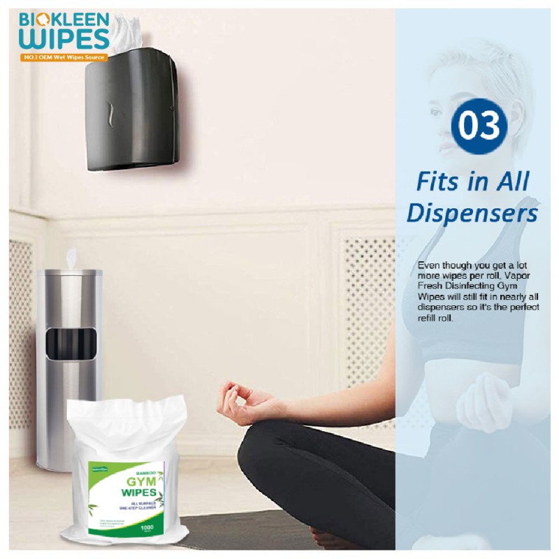 Multi-surface Wipes Supplier - Biokleen OEM 800/1000/1200 PCS Multi-surface Fitness Equipment Wipes Gym Wet Wipes
