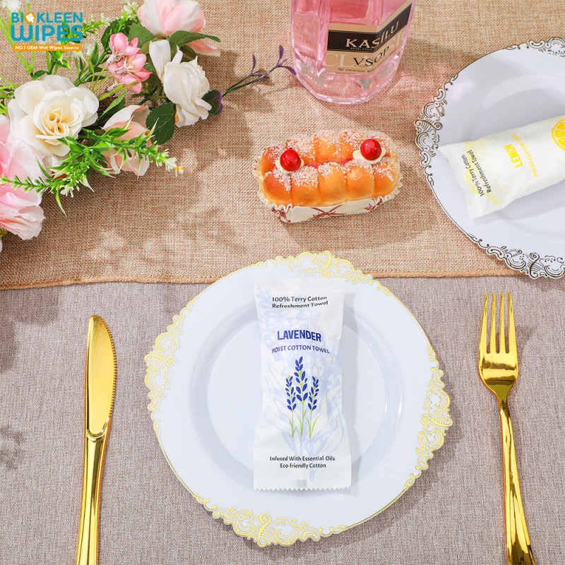 Moist Towelette Manufacturer - Biokleen 200 Pieces Moist Towelette Individually Wrapped Terry Cotton Refreshment Towels