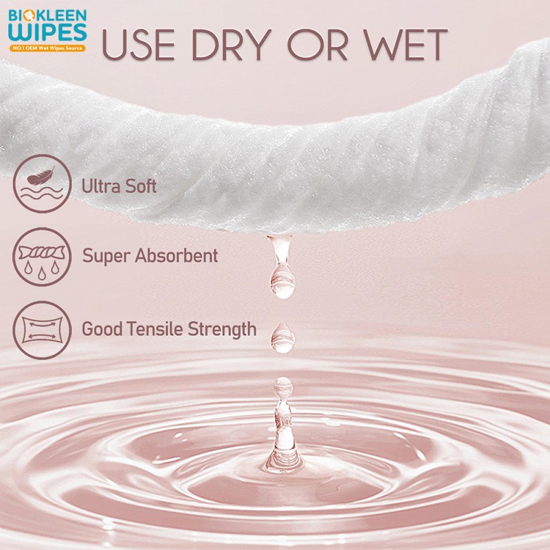 Face Towel Manufacturer - Biokleen 60 Count Bamboo Disposable Face Towel Biodegradable Large Dry Face Wipes Extra Thick