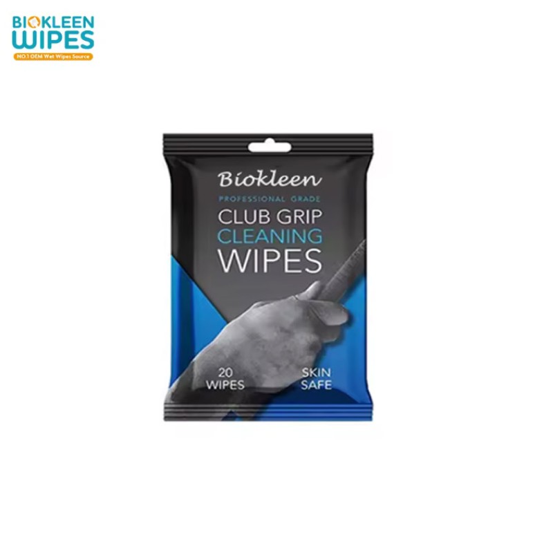 Golf Wipes Supplier - Biokleen OEM 20 Count Powerful Cleaner Removes Grime Dirt Sweat Unscented Golf Club Grip