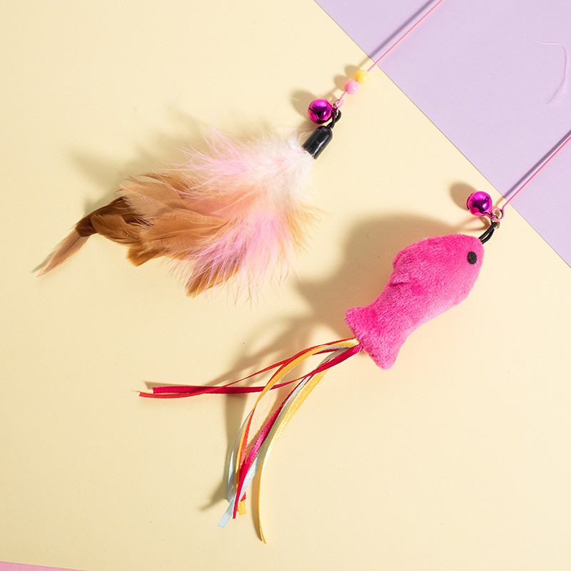 Cat Fishing Rod Supplier - Retractable Feather Toy with Bell